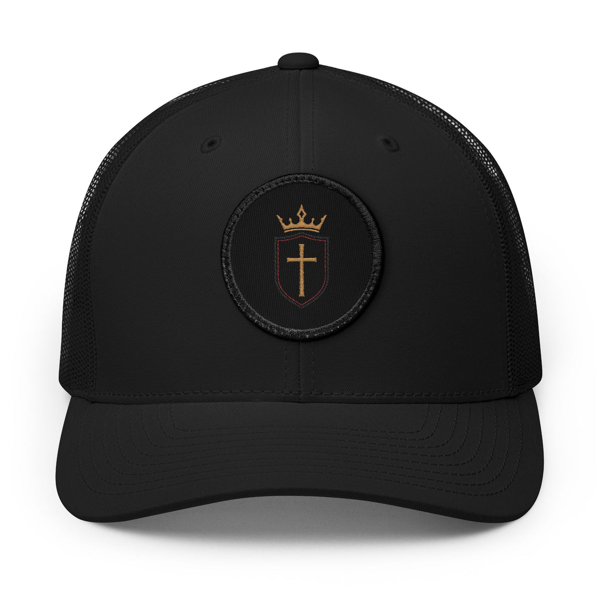 Serve The King Embroidered Shield & Crown Snapback Trucker Hat