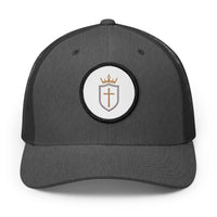 Serve The King Embroidered Shield & Crown Snapback Trucker Hat