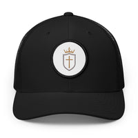 Serve The King Embroidered Shield & Crown Snapback Trucker Hat