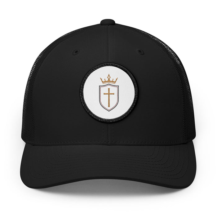 Serve The King Embroidered Shield & Crown Snapback Trucker Hat