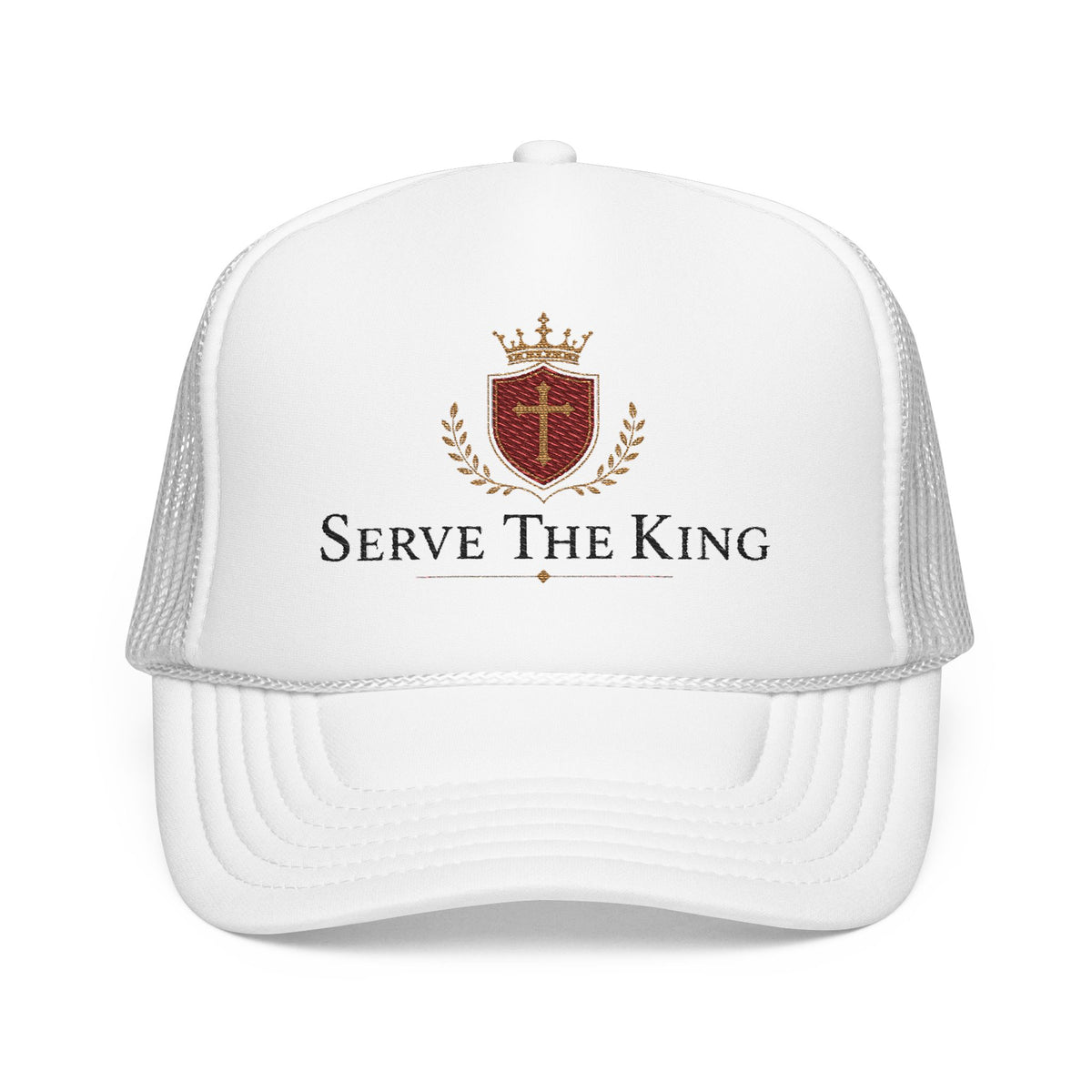 Serve The King Trucker Hat — Crest Foam Mesh Cap