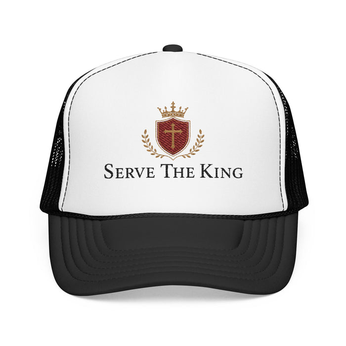 Serve The King Trucker Hat — Crest Foam Mesh Cap