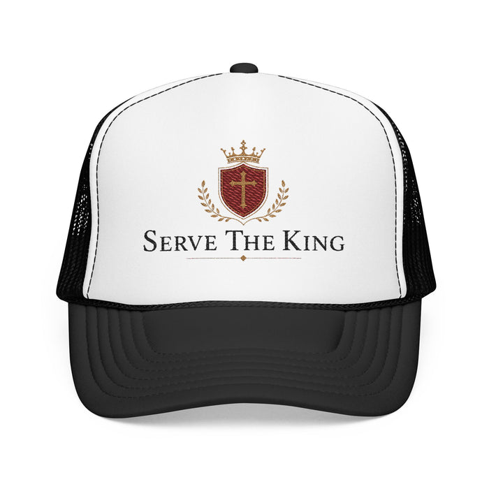 Serve The King Trucker Hat — Crest Foam Mesh Cap